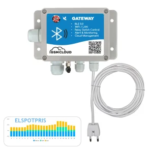 Gateway-modul med WiFi, LAN og Bluetooth samt elspotpris-graf