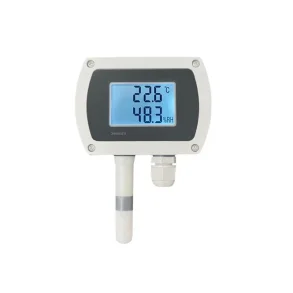 Fugt- og temperatursensor med 4-20mA og LCD-display der viser temperatur og luftfugtighed
