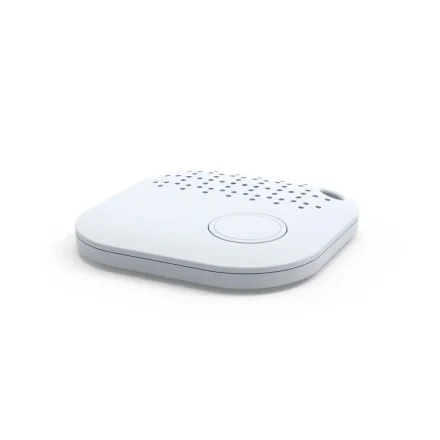 Hvid iBeacon set fra siden i vinklet perspektiv