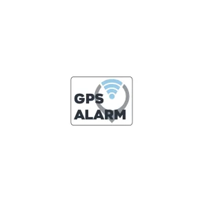 GPS alarm klisterm�rke med logo og advarselsikon