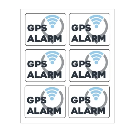 Ark med 6 GPS alarm klisterm�rker