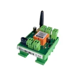 GSM-modul p� DIN-skinne set skr�t fra siden med antenne