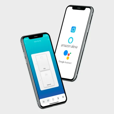 Rel�styring i app p� telefon med underst�ttelse af Amazon Alexa og Google Assistant