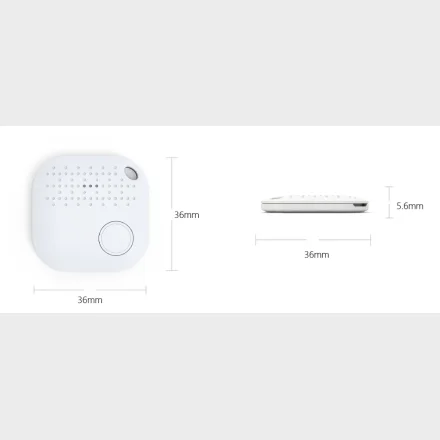 iBeacon set forfra og fra siden med m�l p� 36 x 36 x 5,6 mm