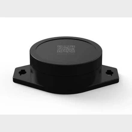 Sort Bluetooth-beacon set forfra med QR-kode p� toppen