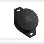 Sort Bluetooth-beacon set skr�t fra siden med monteringshuller