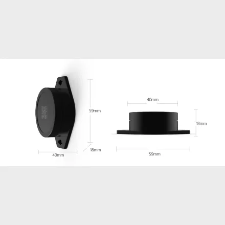 M�ltegning af sort beacon med m�l 59 mm, 40 mm og 18 mm