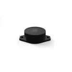 Rund sort GPS beacon med monteringsflange og QR-kode