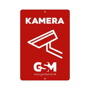R�dt kameraskilt 21x30 cm med skruer