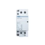 Kontaktor 2-polet 63A 220V med 2 NO og 2 NC, set forfra