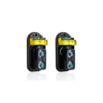 Bagside af laserhegn med sender og modtager, to infrar�de linser
