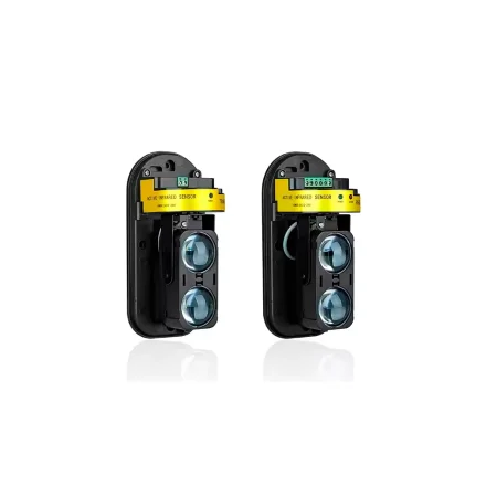 Bagside af laserhegn med sender og modtager, to infrar�de linser