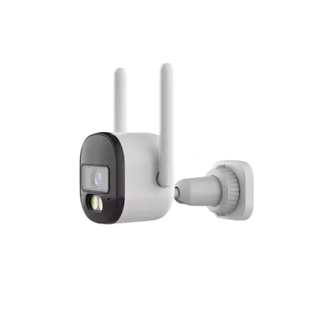 Wifi-udend�rskamera set fra siden med v�gbeslag og to antenner