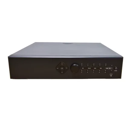 NVR-optager med 64 kanaler og 8 SATA-porte set forfra