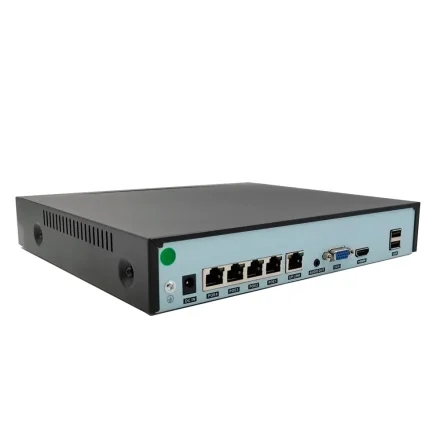 NVR-optager set bagfra med fire PoE-porte, HDMI, VGA og USB