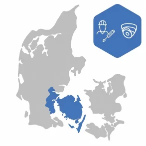 Banner for overv�gning p� Fyn og Trekantomr�det med ikoner for tekniker og kamera