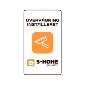 Klisterm�rke med teksten Overv�gning installeret fra S-Home Security