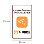 Overv�gning installeret skilt fra S-Home Security, 6x10 cm, dobbeltsidet