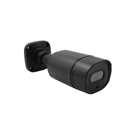 Sort PoE bullet-kamera i vinklet visning med v�gbeslag