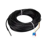 PT100 temperaturf�ler med sort kabel og tilsluttede ledningsender