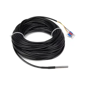 PT100 temperaturf�ler med 20 meter sort kabel oprullet