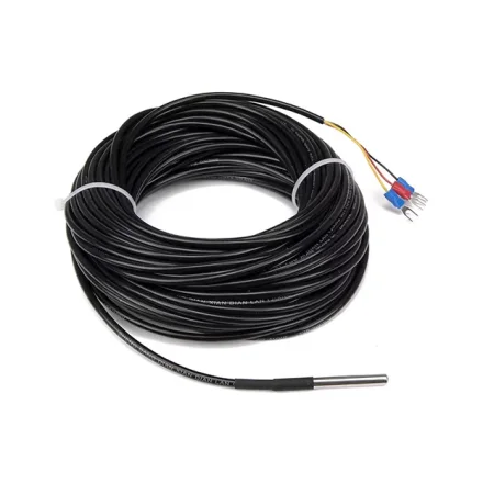 PT100 temperaturf�ler med 20 meter sort kabel oprullet