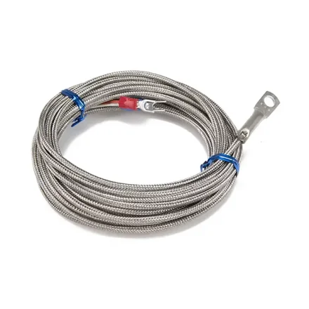 PT100 temperaturf�ler med ringsko og flettet st�lkabel, 5 meter