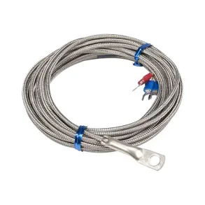 PT100 temperaturf�ler med flettet st�lkabel og ringsko