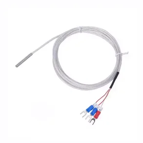 PT100 temperaturf�ler sensor med metalspids og tilslutningskabel