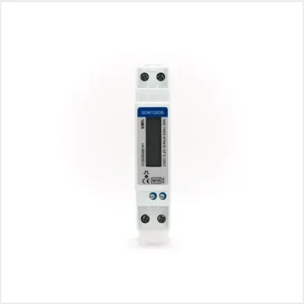 Eastron SDM120DB bim�ler set forfra med lille sk�rm til DIN-skinnemontering