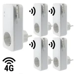 4G GSM stikkontakt med 4 tr�dl�se slaveenheder