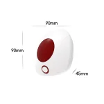 Sirene til stikkontakt vist med m�l p� 90 x 90 x 45 mm