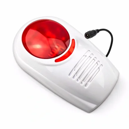 Udend�rs sirene 110 dB med r�dt blitzlys og ledning