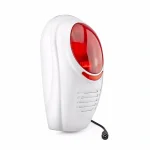 Udend�rs sirene 110 dB med r�dt blitzlys, set fra siden