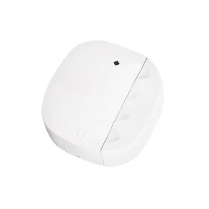 Hvid tr�dl�s d�rsensor til alarmsystem, set fra siden