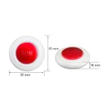 Rund SOS-n�dknap set forfra og fra siden med m�l p� 61 mm