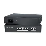 PoE switch set forfra og bagfra med str�mstik