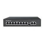 PoE switch med 8 PoE-porte og 2 uplink-porte