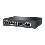 PoE switch med 8 porte og 2 uplink-porte set skr�t forfra