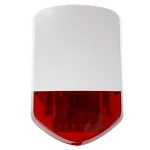 Udend�rs alarmsirene med batteribackup i hvid og r�d