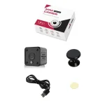 Mini WiFi-kamera med kasse, magnetholder og USB-kabel til opladning