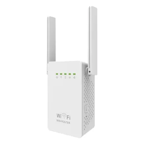 Hvid WiFi mini router med to antenner til signalforst�rkning