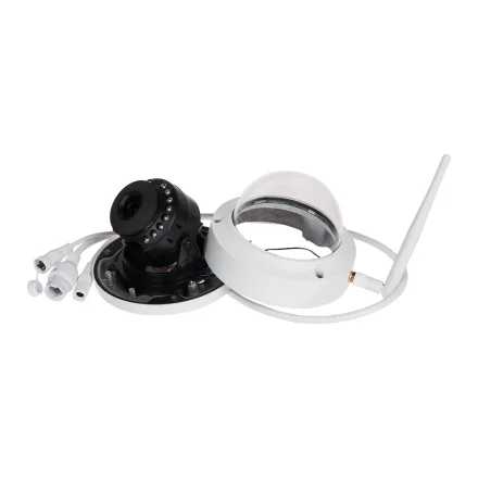 Udend�rs wifi dome-kamera skilt ad med kamerahus, dome-kappe og wifi-antenne